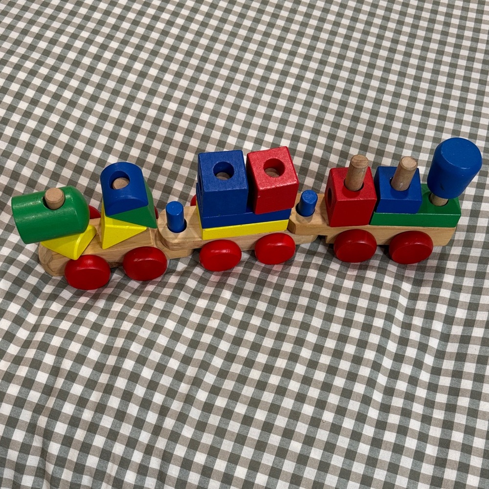Melissa & Doug Colorful Wooden Train Set for Kids